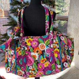 Bright Color Flowers Vera Bradley Duffle Bag w/ cosmetic case